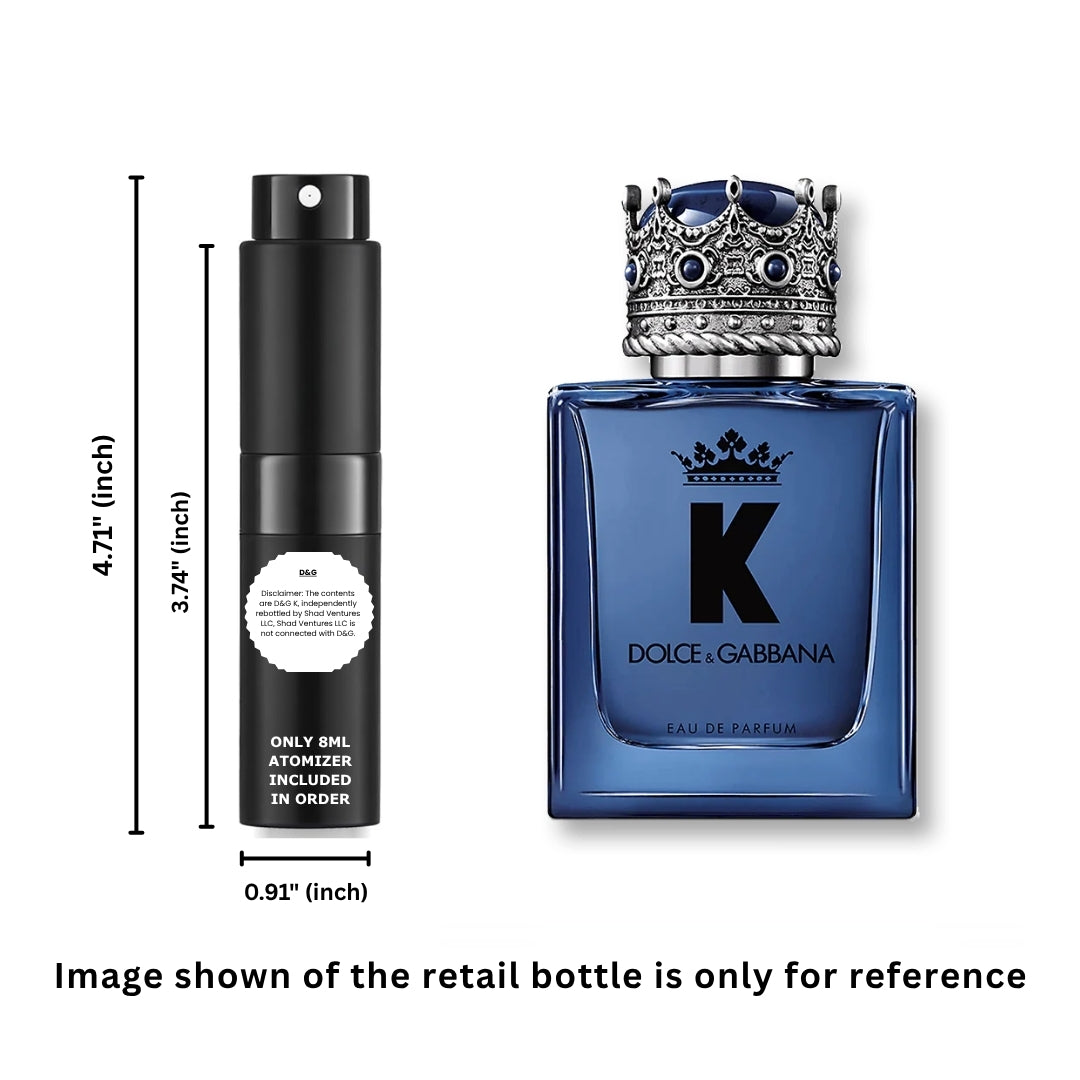 Dolce & Gabbana (D&G) K Eau de Parfum para Hombre 8ml / 0.27oz – Atomizador de Perfume Decantado 100% Original y Auténtico