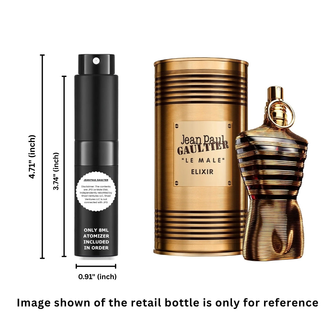 Jean Paul Gaultier Le Male Elixir Parfum 8ml / 0.27oz – 100% Original Authentic Decanted Perfume Spray