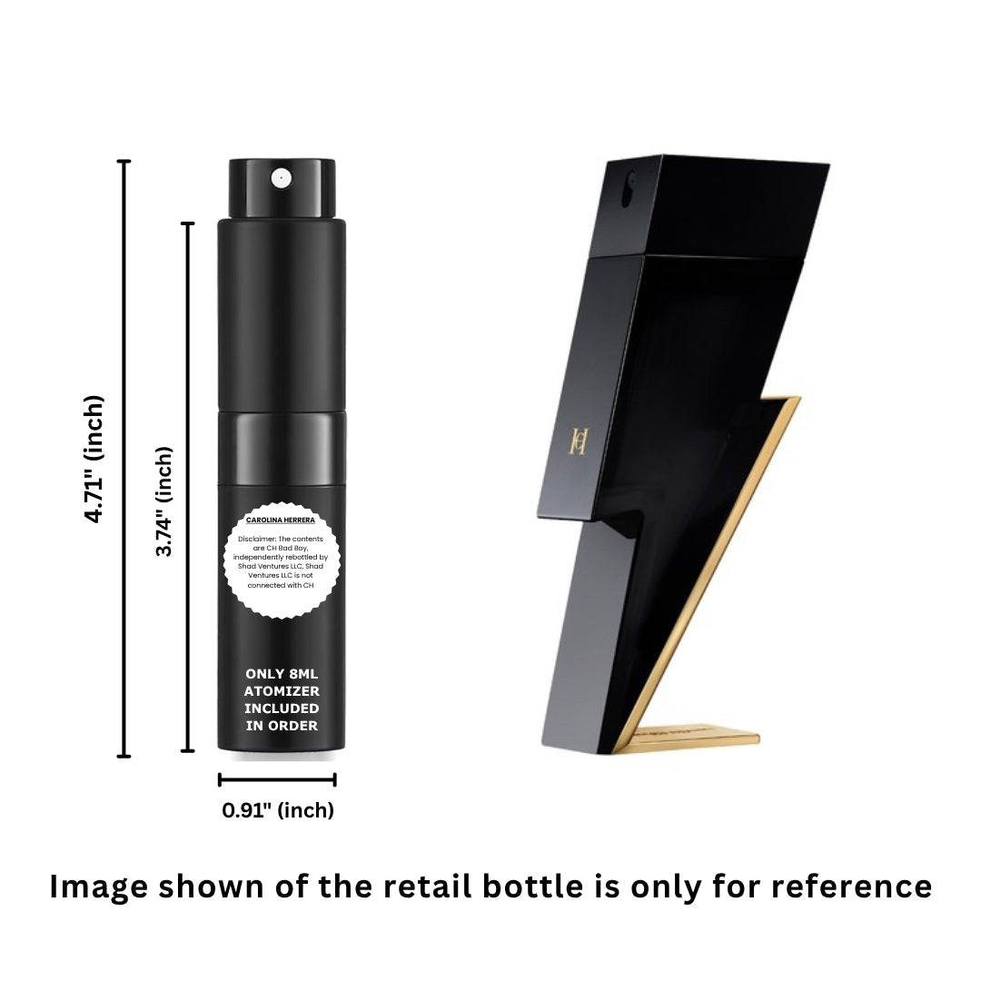 Carolina Herrera Bad Boy Eau de Toilette Men 8ml / 0.27oz – 100% Original Authentic Decanted Perfume Spray