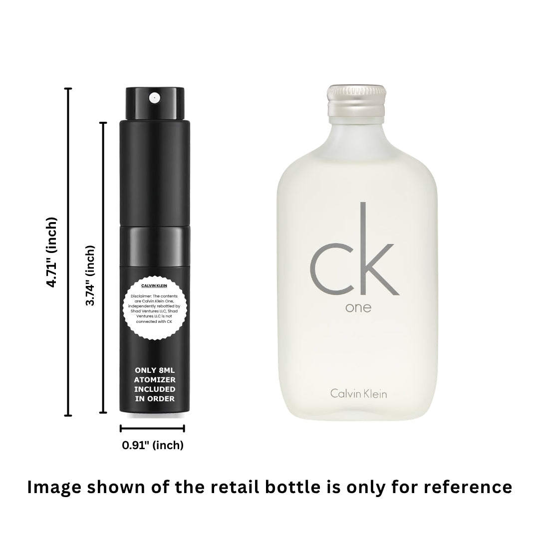 Calvin Klein CK One Eau de Toilette 8ml / 0.27oz – 100% Original Authentic Decanted Perfume Spray (Unisex)