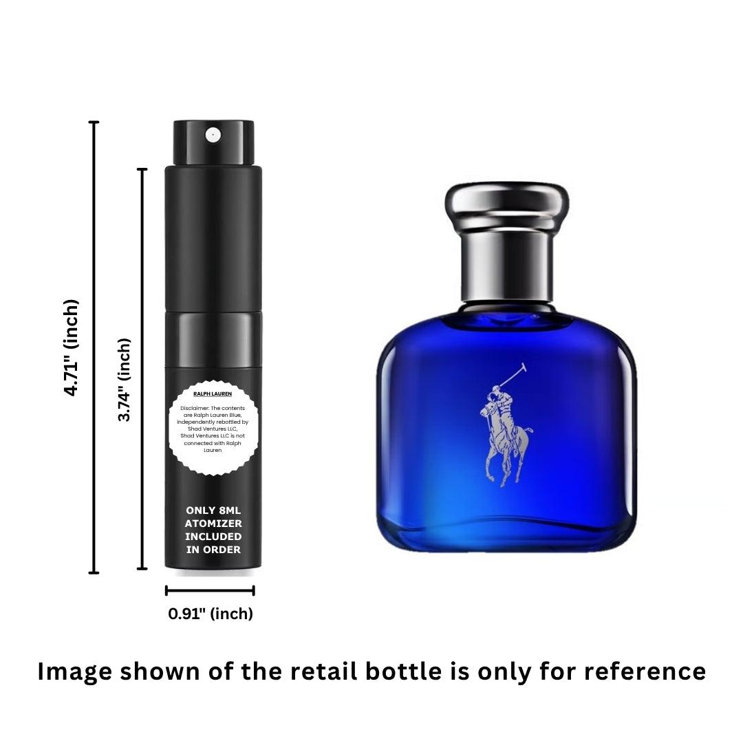 Ralph Lauren Polo Blue Eau de Toilette Men 8ml / 0.27oz – 100% Original Authentic Decanted Perfume Spray
