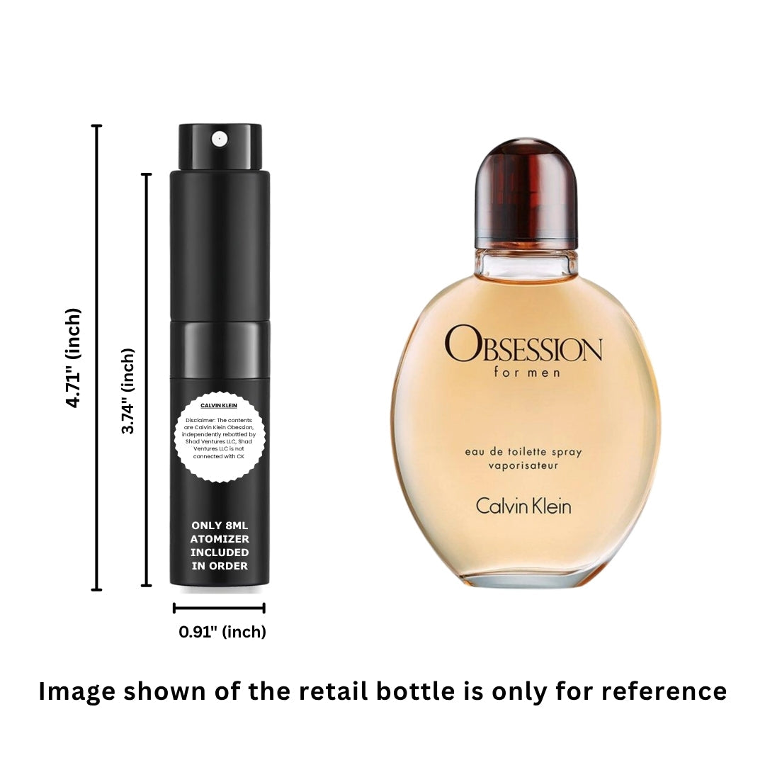 Calvin Klein Obsession for Men Eau de Toilette 8ml / 0.27oz – 100% Original Authentic Decanted Perfume Spray