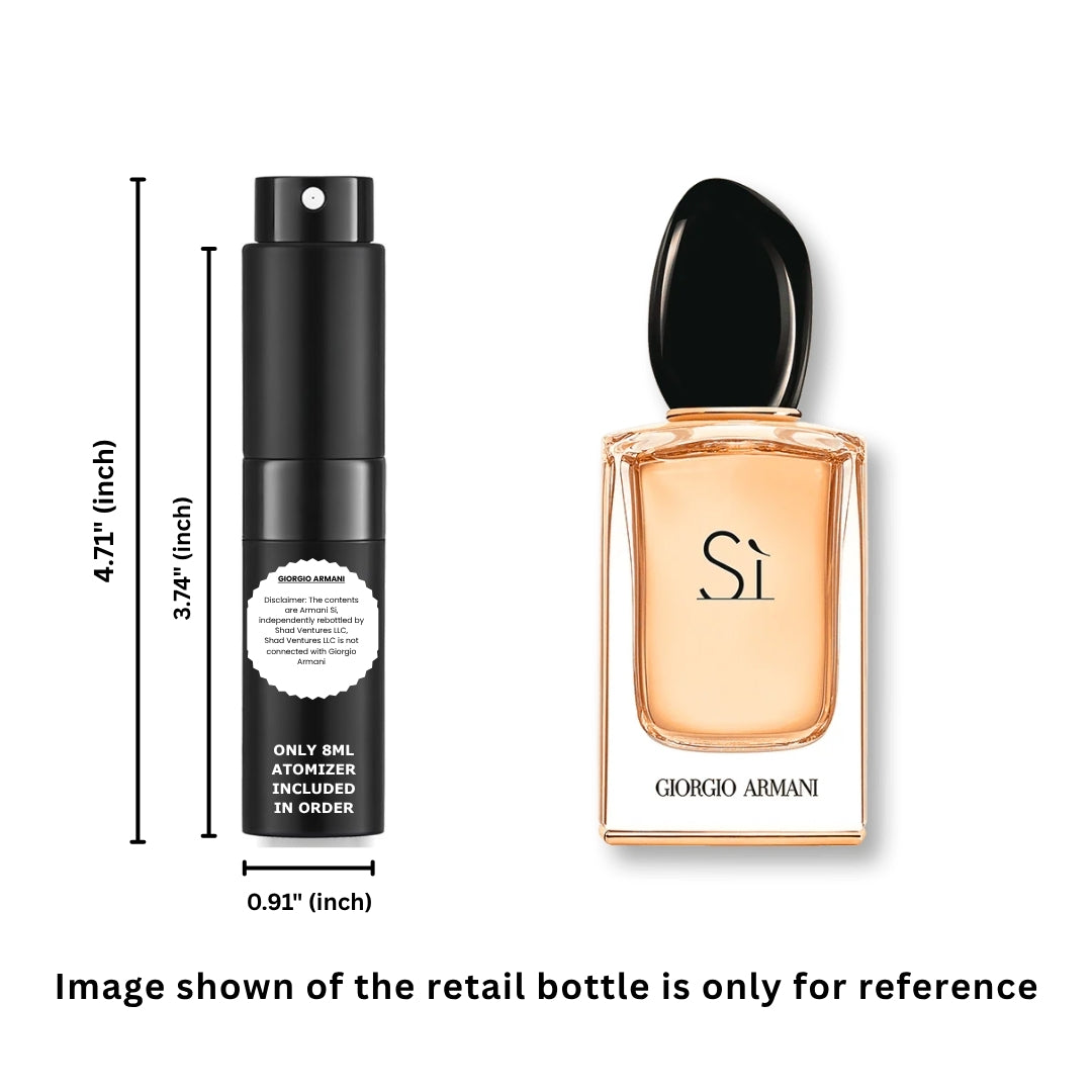 Giorgio Armani Sì Eau de Parfum para Mujeres 8ml / 0.27oz – Perfume Vaporizador Decantado 100% Original Auténtico