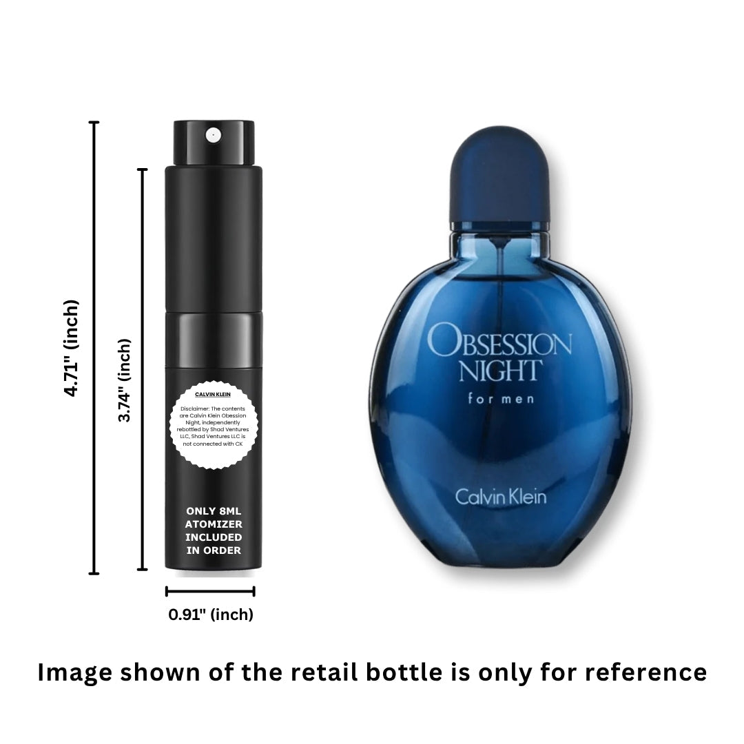 Calvin Klein Obsession Night for Men Eau de Toilette 8ml / 0.27oz – 100% Original Authentic Decanted Perfume Spray